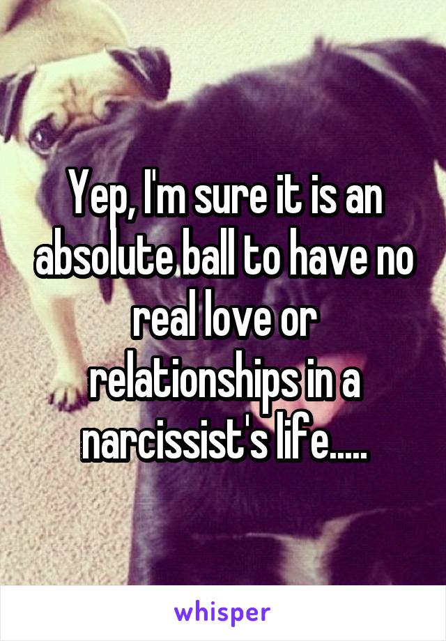 Yep, I'm sure it is an absolute ball to have no real love or relationships in a narcissist's life.....