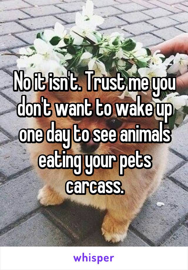 No it isn't. Trust me you don't want to wake up one day to see animals eating your pets carcass.