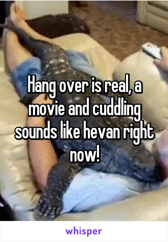 Hang over is real, a movie and cuddling sounds like hevan right now!