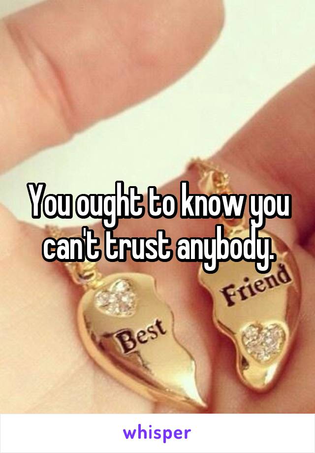 You ought to know you can't trust anybody.