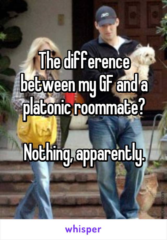 The difference between my GF and a platonic roommate?

Nothing, apparently.
