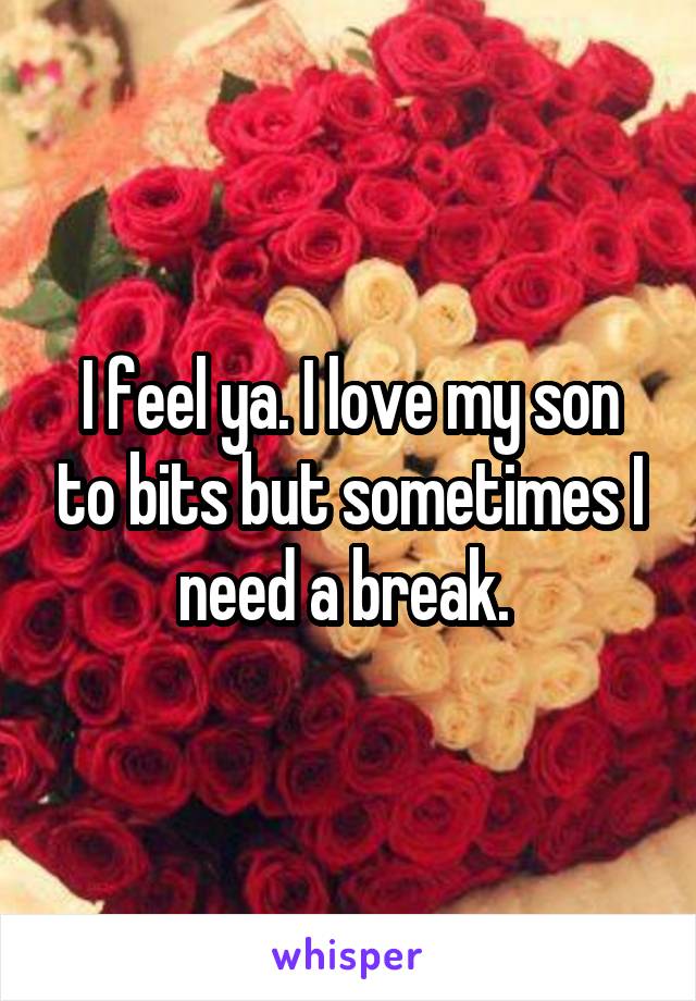 I feel ya. I love my son to bits but sometimes I need a break. 