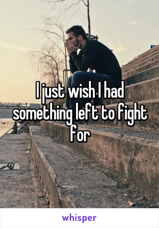 I just wish I had something left to fight for