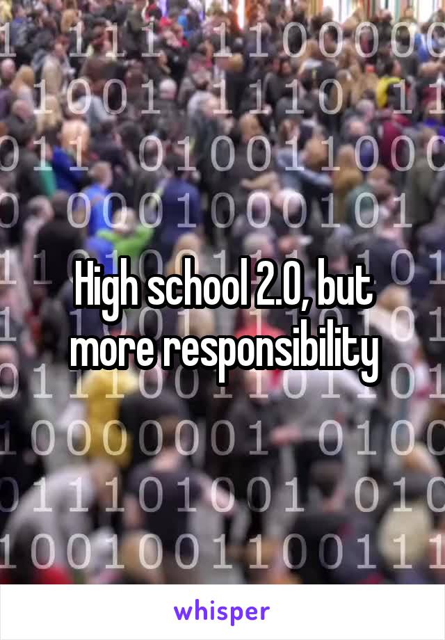 High school 2.0, but more responsibility