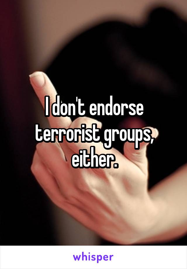 I don't endorse terrorist groups, either.
