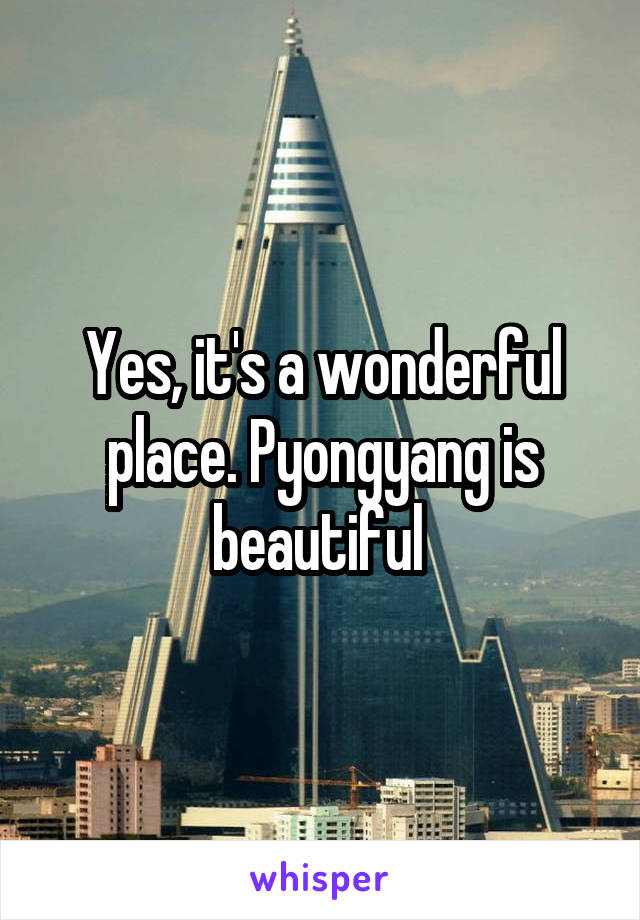 Yes, it's a wonderful place. Pyongyang is beautiful 