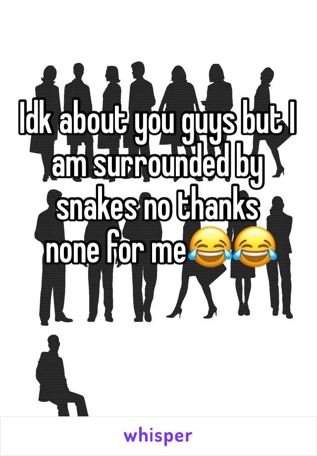 Idk about you guys but I am surrounded by snakes no thanks
 none for me😂😂