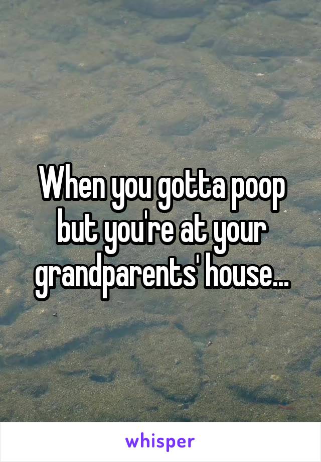 When you gotta poop but you're at your grandparents' house...