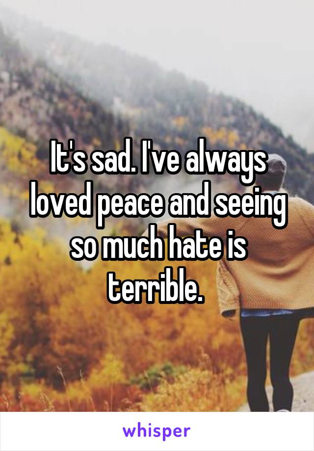 It's sad. I've always loved peace and seeing so much hate is terrible. 