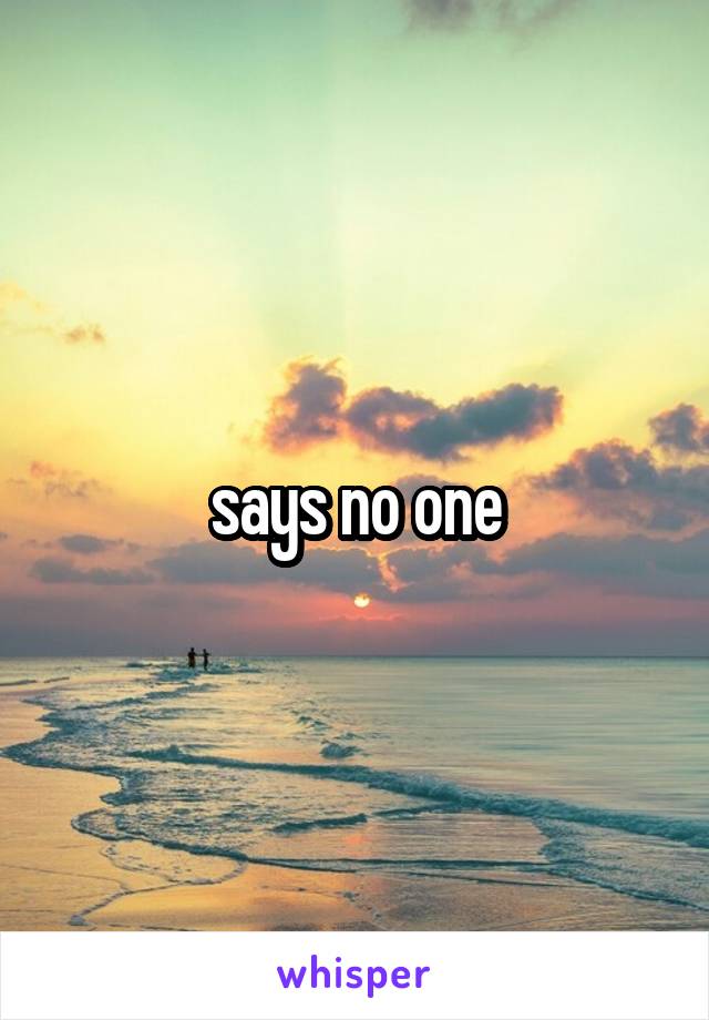 says no one