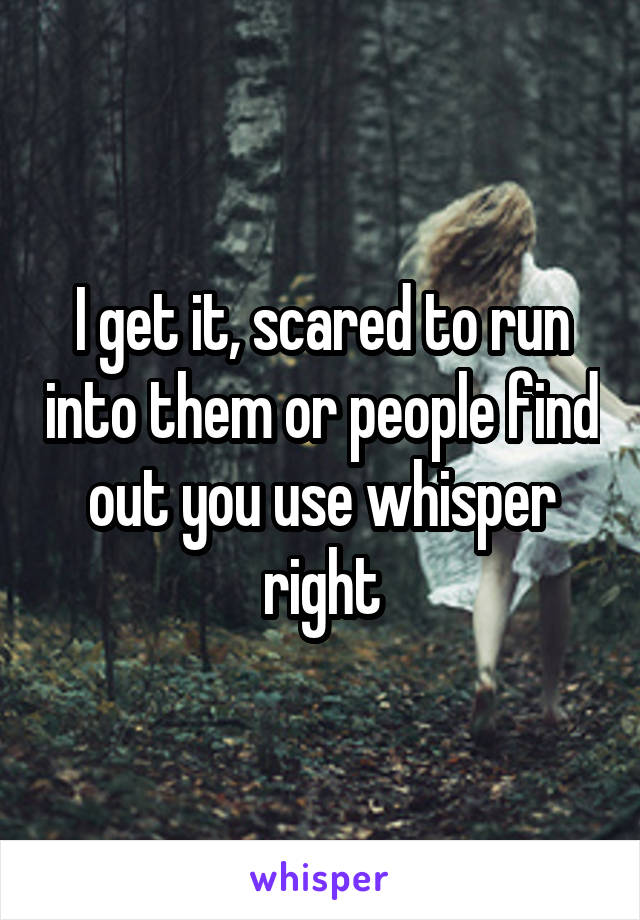 I get it, scared to run into them or people find out you use whisper right
