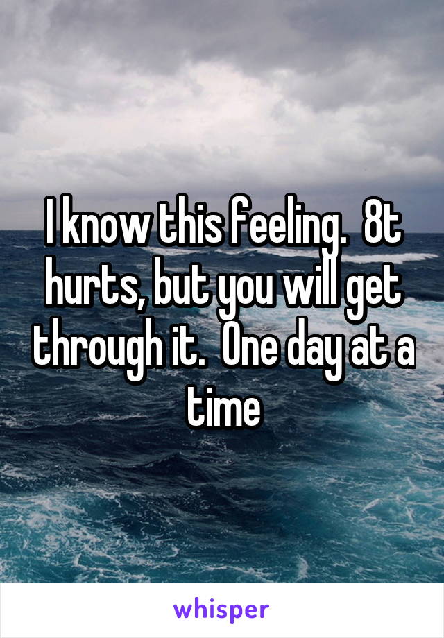 I know this feeling.  8t hurts, but you will get through it.  One day at a time