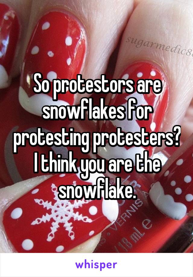 So protestors are snowflakes for protesting protesters? I think you are the snowflake.