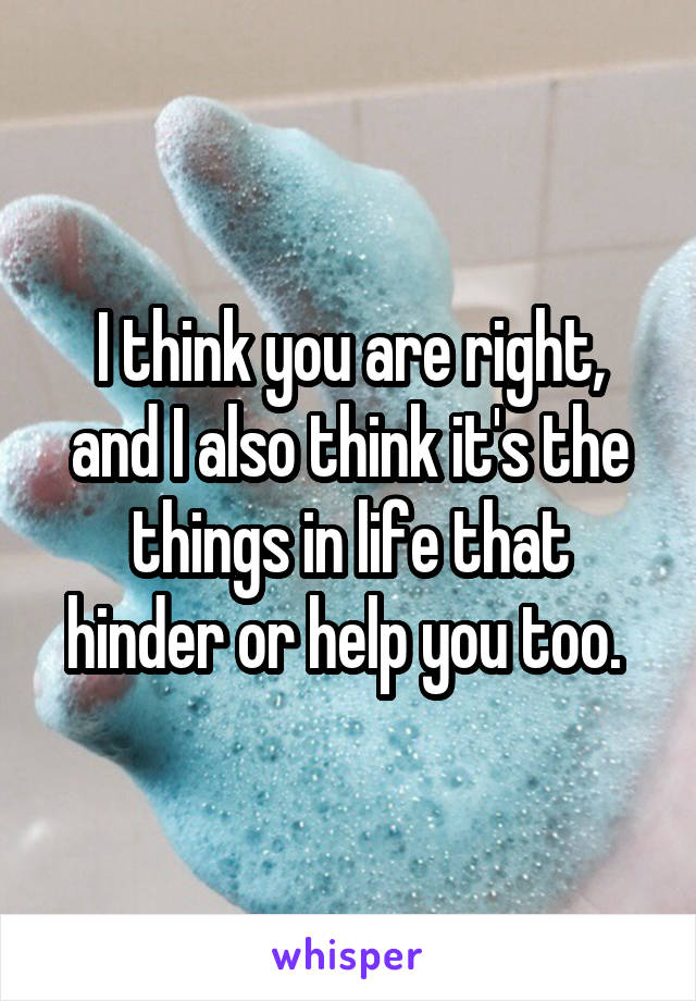 I think you are right, and I also think it's the things in life that hinder or help you too. 