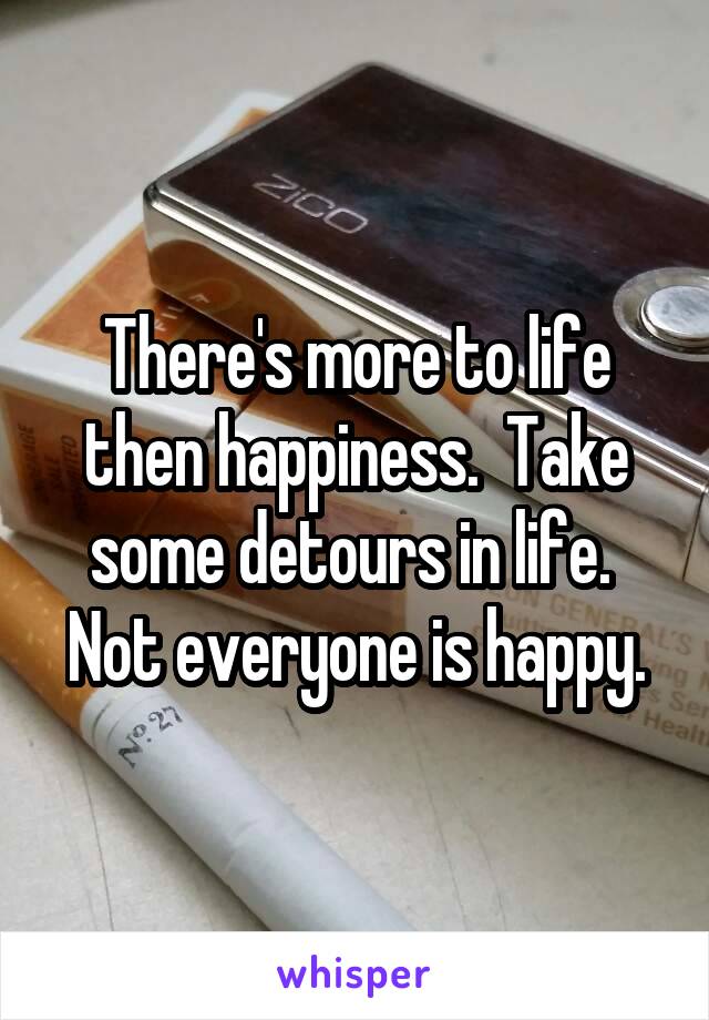 There's more to life then happiness.  Take some detours in life.  Not everyone is happy.
