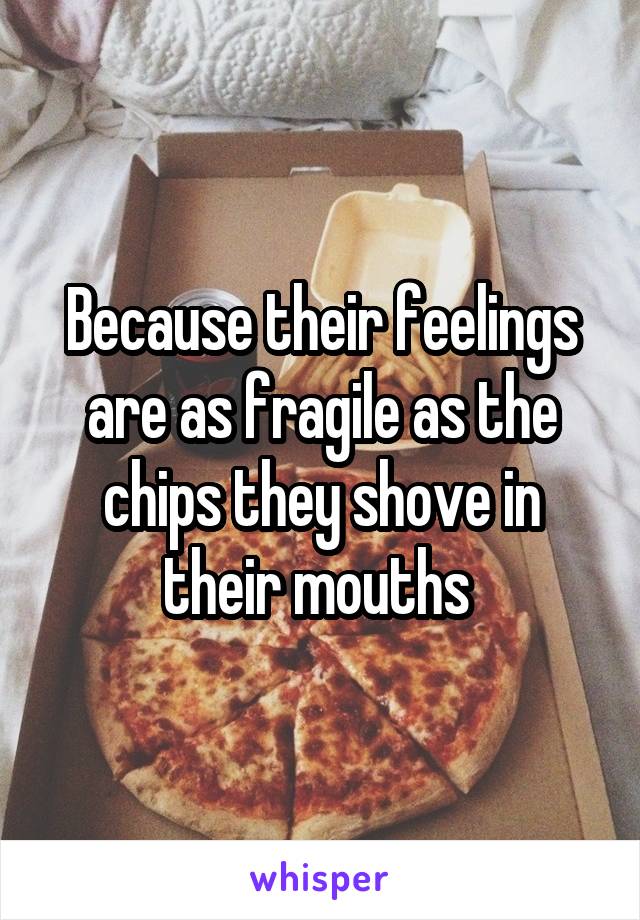 Because their feelings are as fragile as the chips they shove in their mouths 