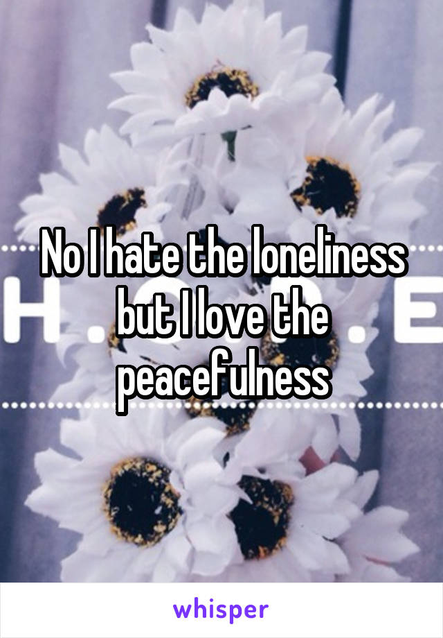 No I hate the loneliness but I love the peacefulness