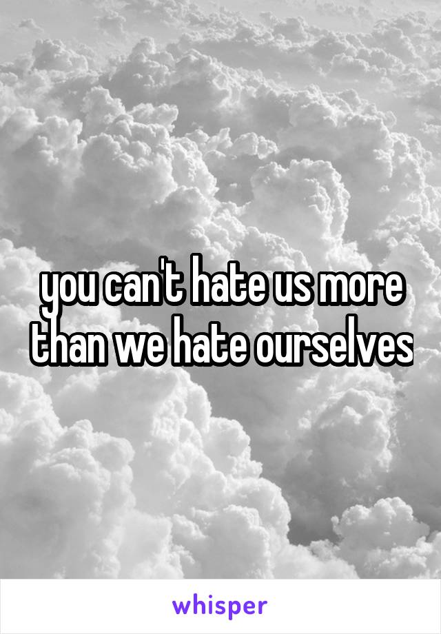 you can't hate us more than we hate ourselves