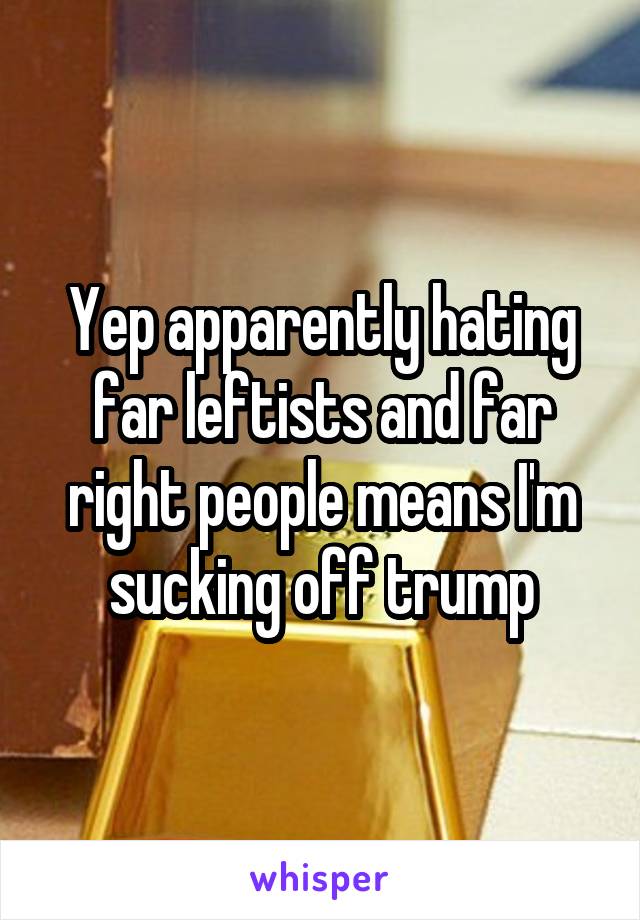 Yep apparently hating far leftists and far right people means I'm sucking off trump