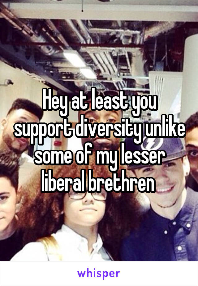 Hey at least you support diversity unlike some of my lesser liberal brethren 