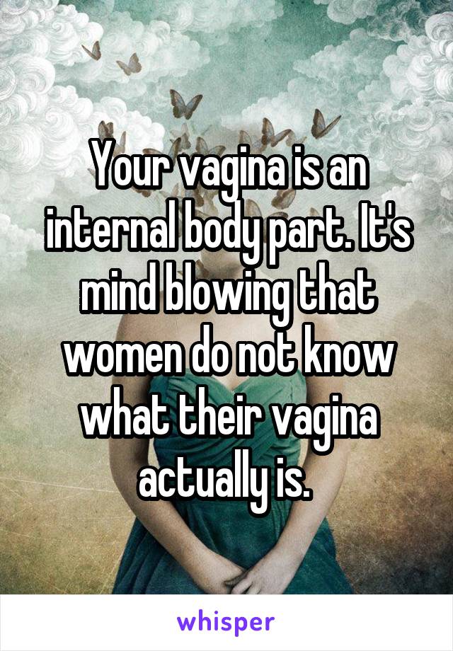 Your vagina is an internal body part. It's mind blowing that women do not know what their vagina actually is. 