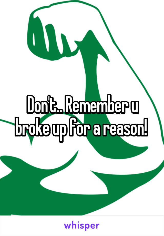 Don't.. Remember u broke up for a reason! 