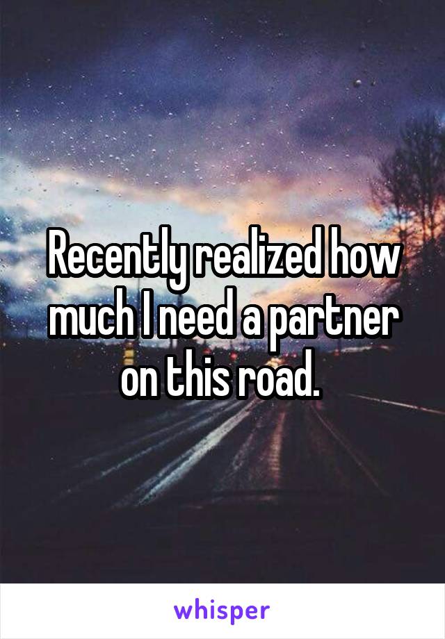 Recently realized how much I need a partner on this road. 