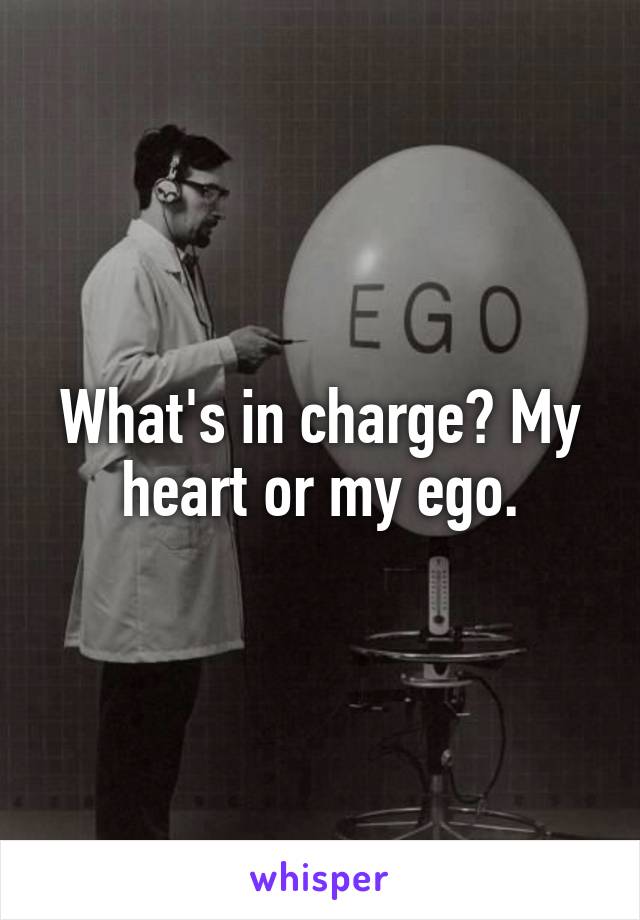 What's in charge? My heart or my ego.