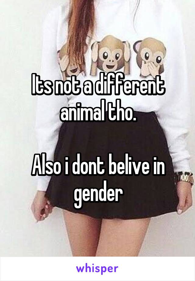 Its not a different animal tho.

Also i dont belive in gender