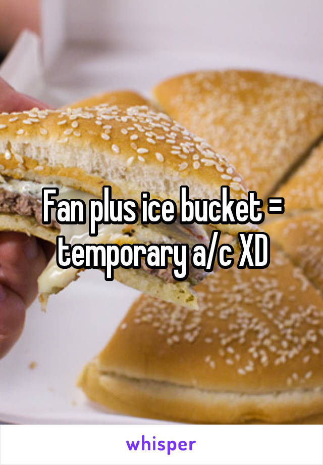 Fan plus ice bucket = temporary a/c XD