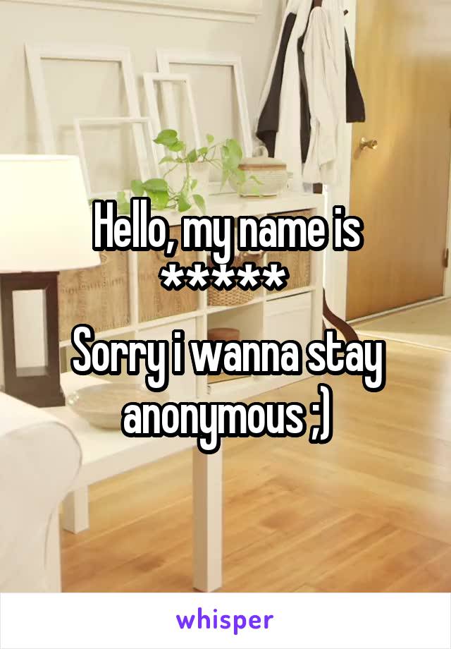 Hello, my name is ***** 
Sorry i wanna stay anonymous ;)