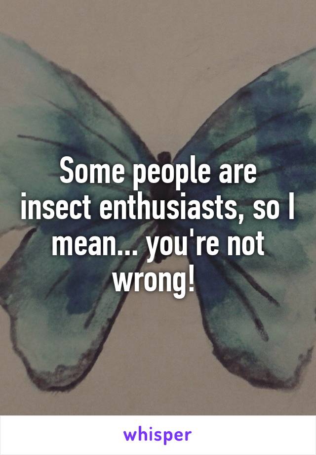 Some people are insect enthusiasts, so I mean... you're not wrong! 