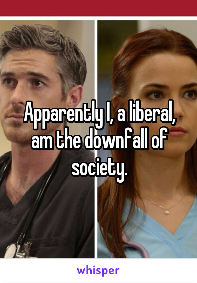 Apparently I, a liberal, am the downfall of society.