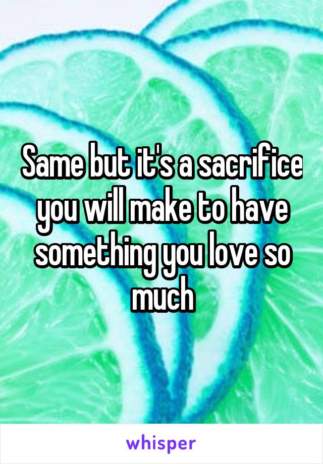 Same but it's a sacrifice you will make to have something you love so much