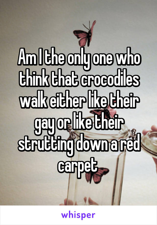 Am I the only one who think that crocodiles walk either like their gay or like their strutting down a red carpet 