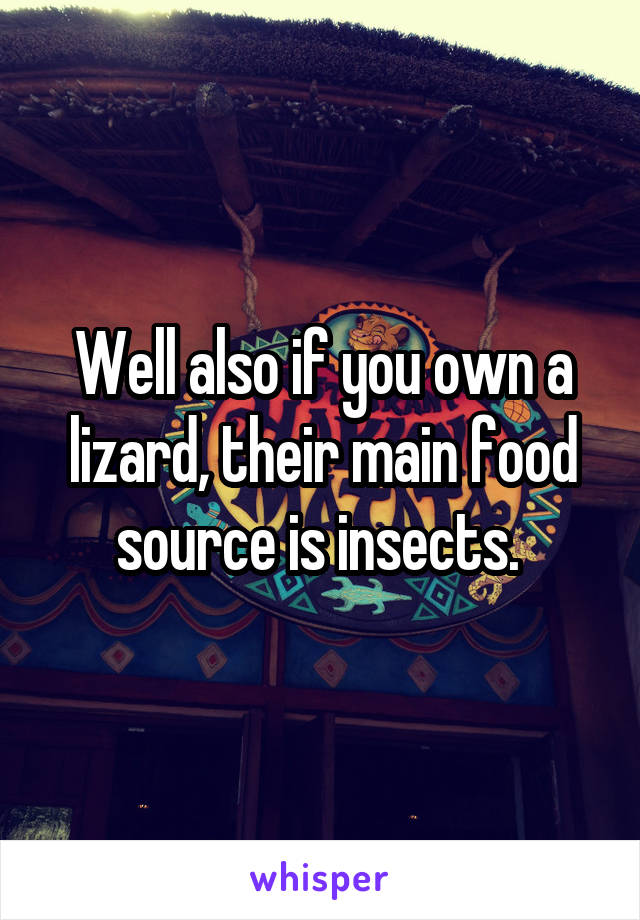 Well also if you own a lizard, their main food source is insects. 