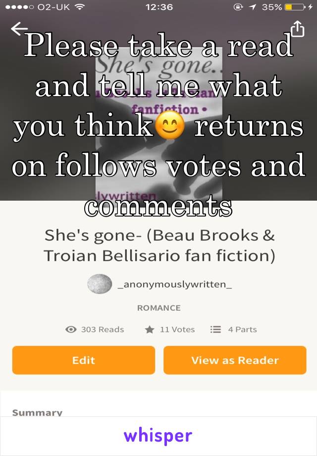 Please take a read and tell me what you think😊 returns on follows votes and comments 
