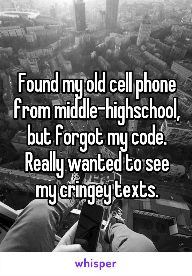 Found my old cell phone from middle-highschool, but forgot my code. Really wanted to see my cringey texts.