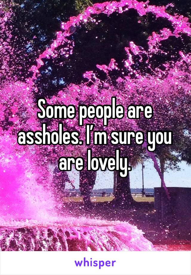 Some people are assholes. I’m sure you are lovely.