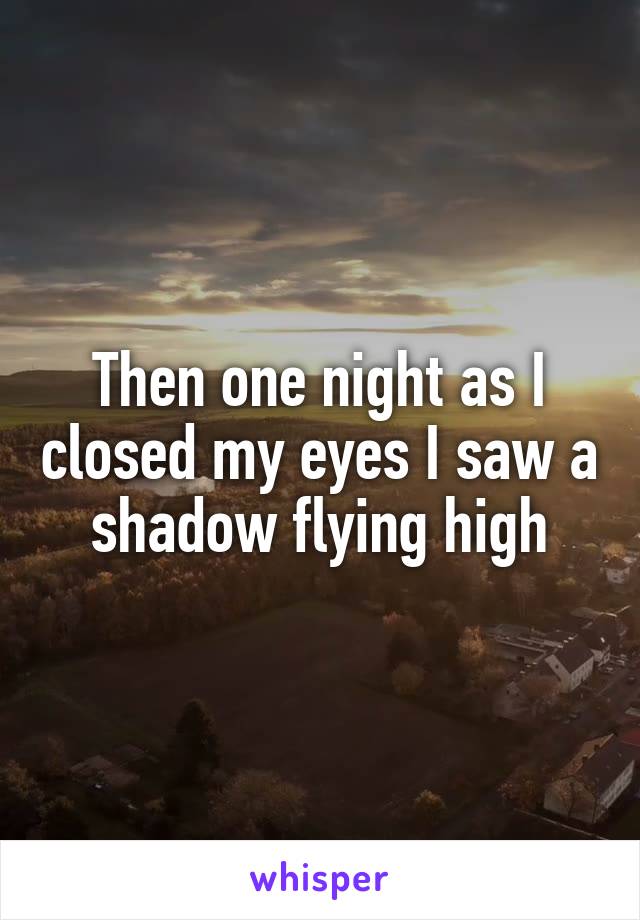 Then one night as I closed my eyes I saw a shadow flying high