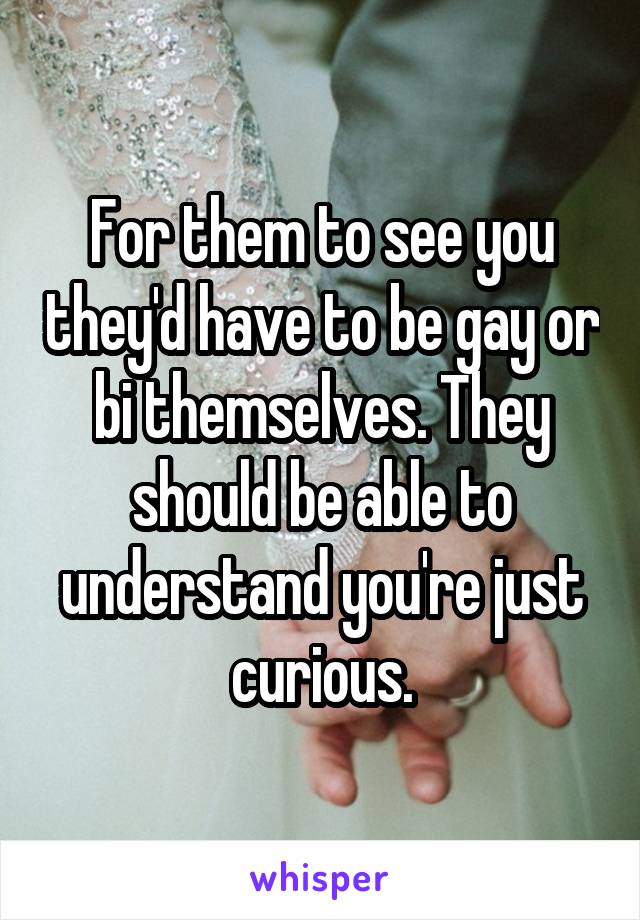 For them to see you they'd have to be gay or bi themselves. They should be able to understand you're just curious.