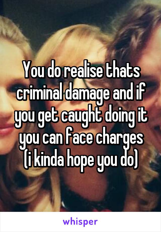 You do realise thats criminal damage and if you get caught doing it you can face charges
(i kinda hope you do)