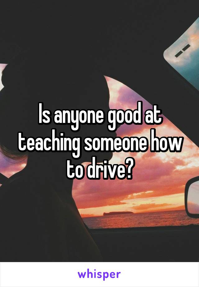 Is anyone good at teaching someone how to drive?