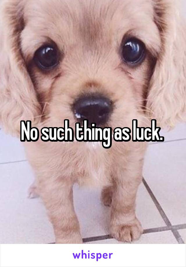 No such thing as luck. 