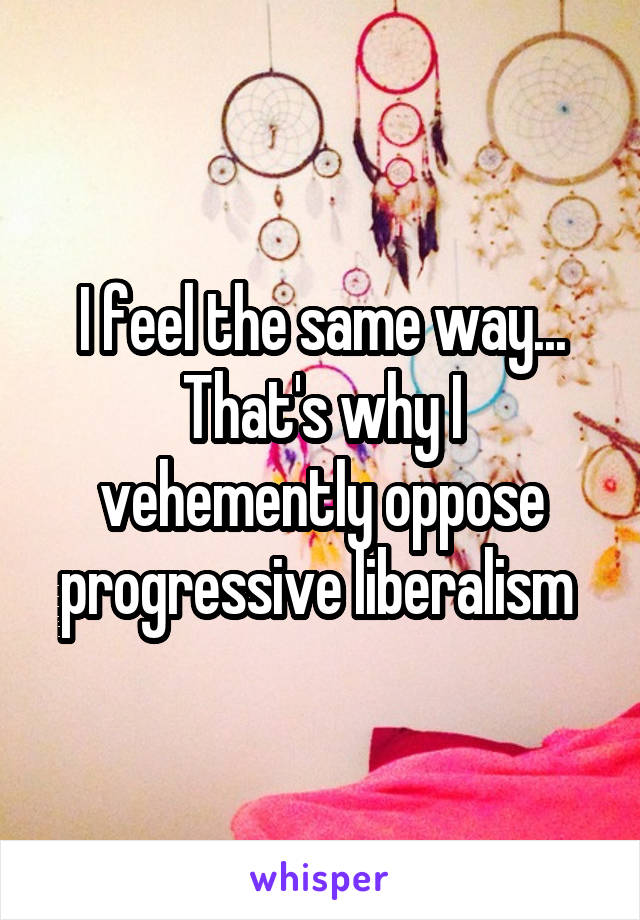 I feel the same way...
That's why I vehemently oppose progressive liberalism 