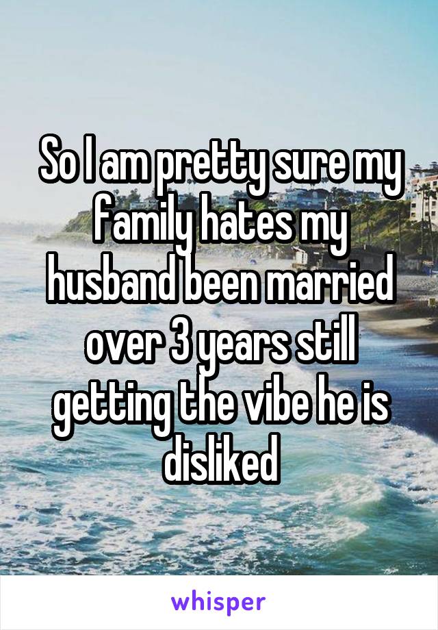 So I am pretty sure my family hates my husband been married over 3 years still getting the vibe he is disliked