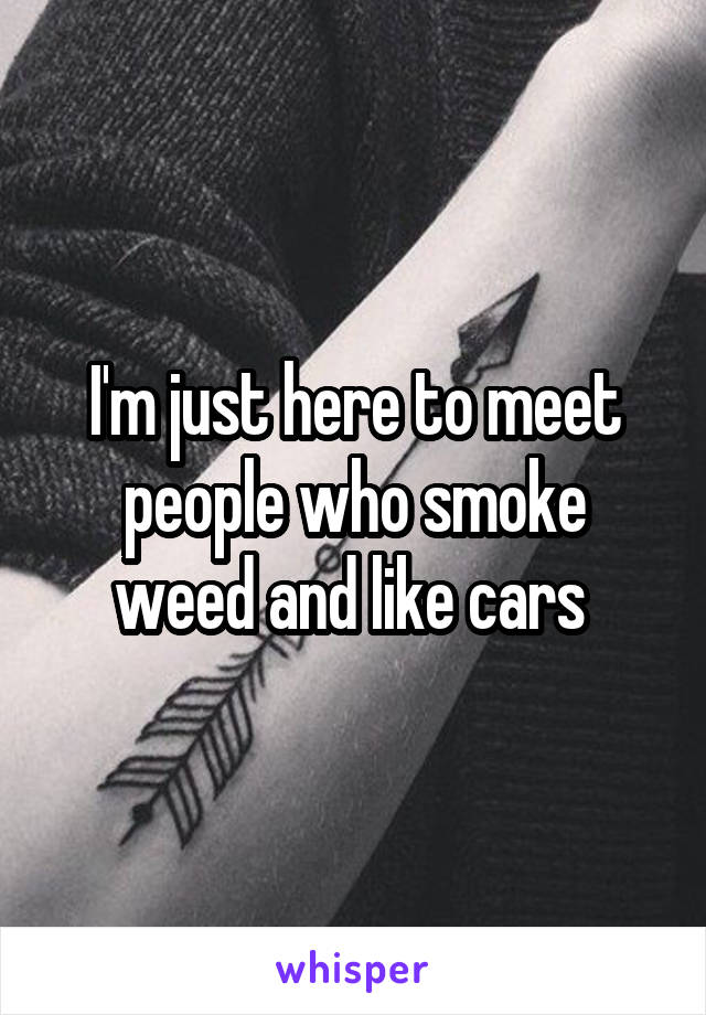 I'm just here to meet people who smoke weed and like cars 