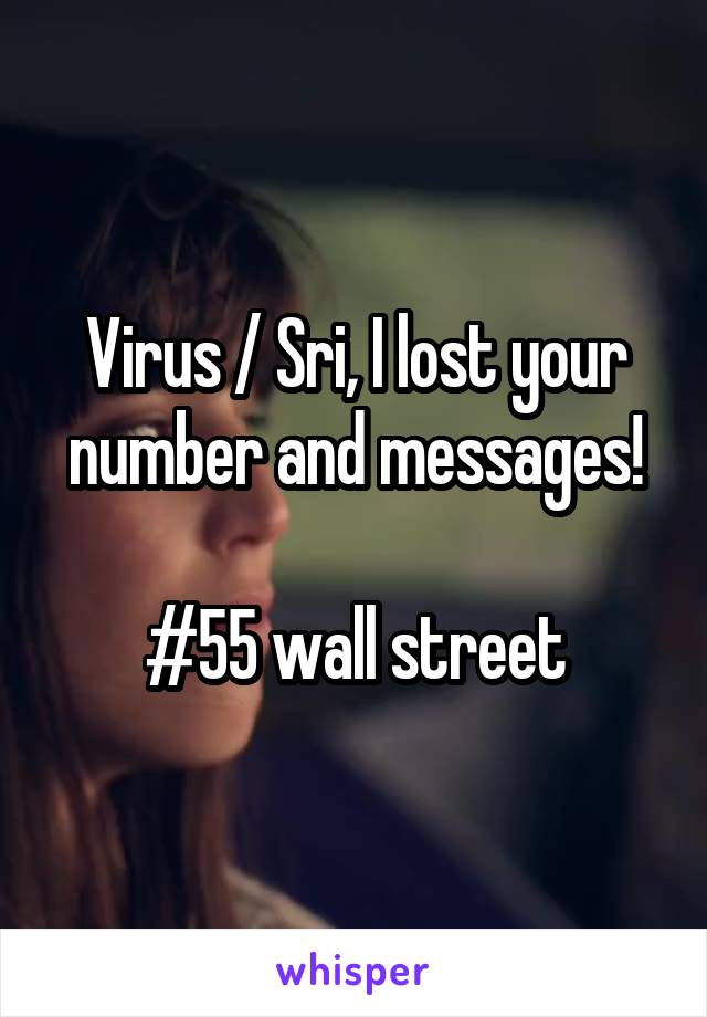 Virus / Sri, I lost your number and messages!

#55 wall street