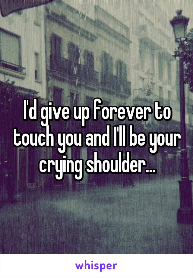 I'd give up forever to touch you and I'll be your crying shoulder...