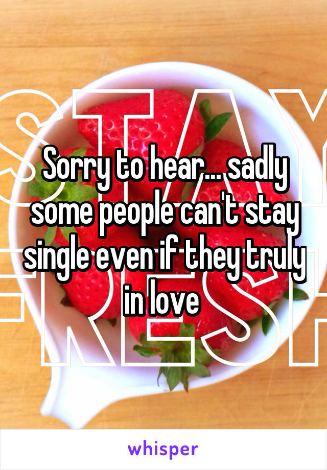 Sorry to hear... sadly some people can't stay single even if they truly in love 